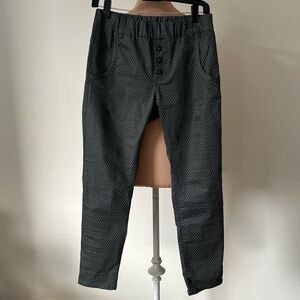 Flog Green Black Diamond Pattern High Rise Straight Leg Stretch Pants EUC Sz 27